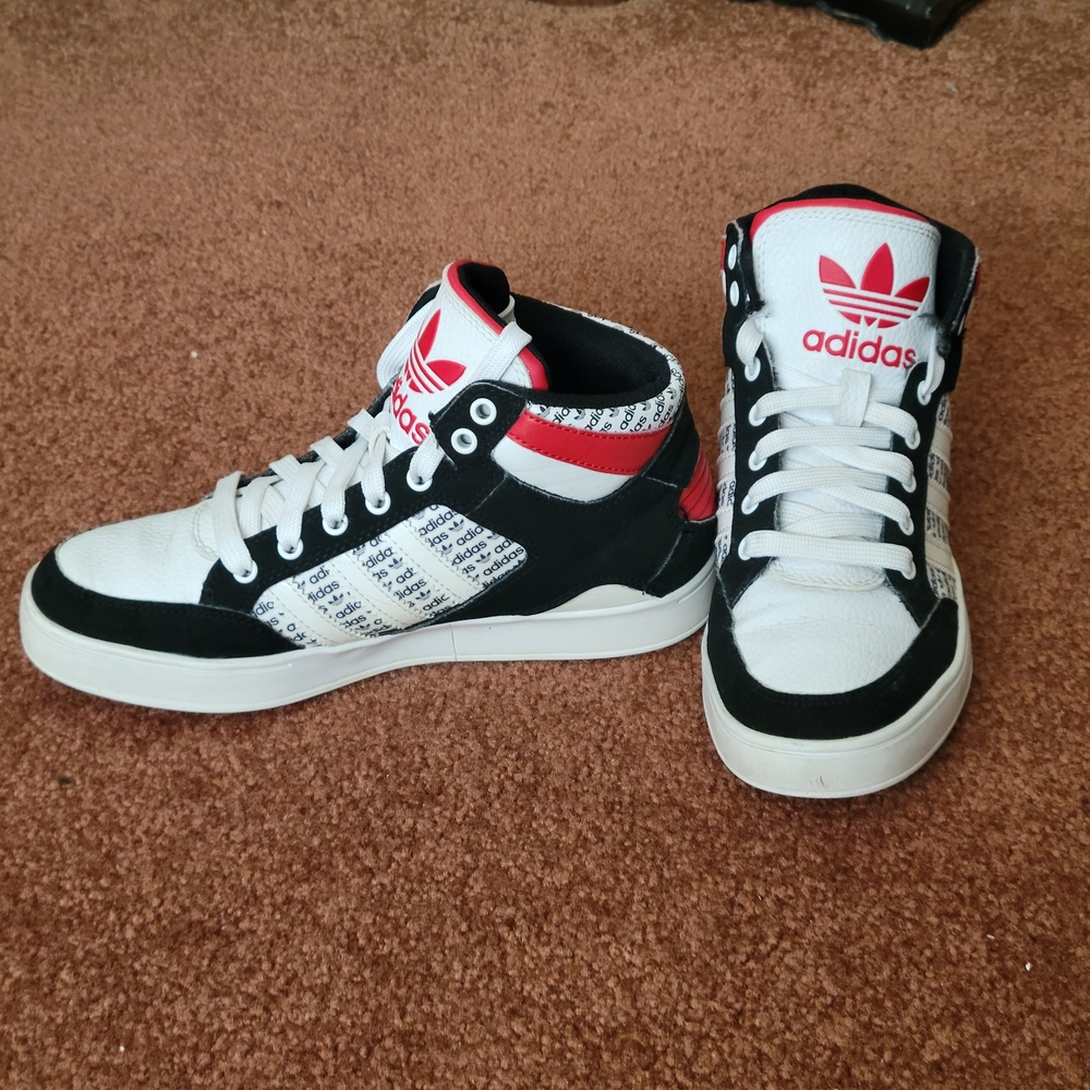 Adidas Black and White High-Top Sneakers
